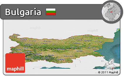 Satellite Panoramic Map of Bulgaria, single color outside