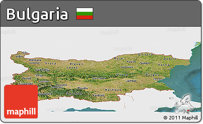Satellite Panoramic Map of Bulgaria, single color outside