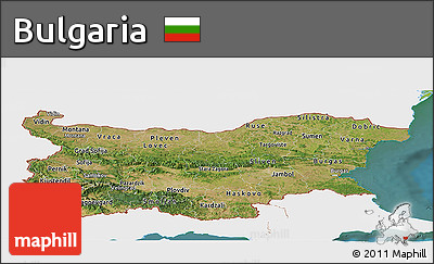 Satellite Panoramic Map of Bulgaria, single color outside