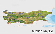 Satellite Panoramic Map of Bulgaria, single color outside, shaded relief sea