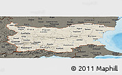 Shaded Relief Panoramic Map of Bulgaria, darken, land only