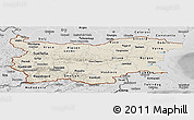 Shaded Relief Panoramic Map of Bulgaria, desaturated