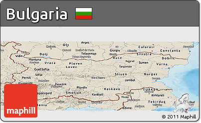 Shaded Relief Panoramic Map of Bulgaria