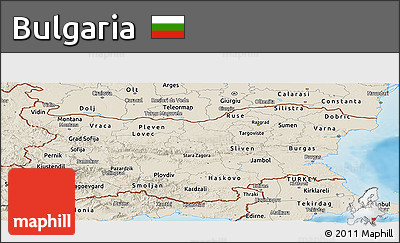 Shaded Relief Panoramic Map of Bulgaria