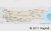 Shaded Relief Panoramic Map of Bulgaria, lighten, desaturated, land only