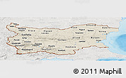 Shaded Relief Panoramic Map of Bulgaria, lighten, semi-desaturated, land only
