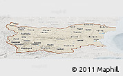 Shaded Relief Panoramic Map of Bulgaria, lighten, semi-desaturated
