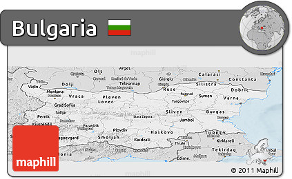 Silver Style Panoramic Map of Bulgaria