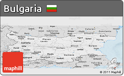 Silver Style Panoramic Map of Bulgaria