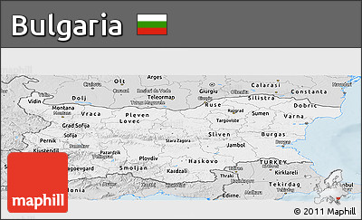 Silver Style Panoramic Map of Bulgaria