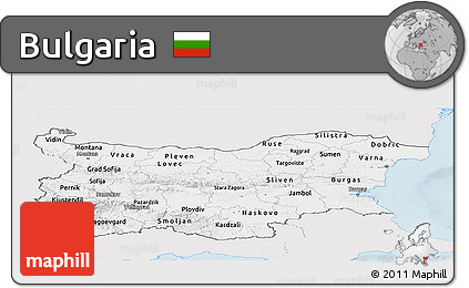 Silver Style Panoramic Map of Bulgaria, single color outside