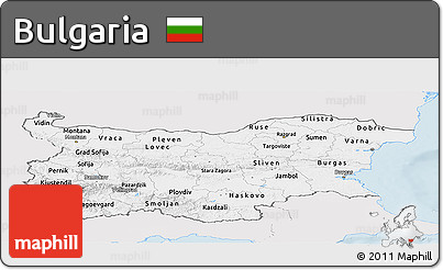 Silver Style Panoramic Map of Bulgaria, single color outside