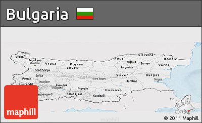 Silver Style Panoramic Map of Bulgaria, single color outside