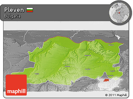 Physical 3D Map of Pleven, desaturated