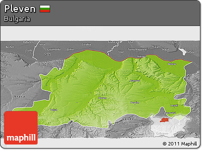 Physical 3D Map of Pleven, desaturated