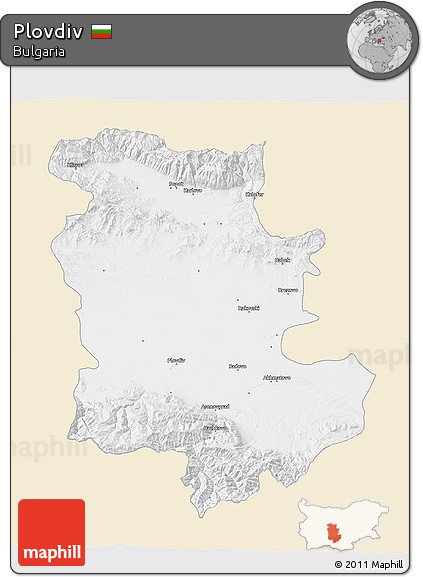 Classic Style 3D Map of Plovdiv, single color outside