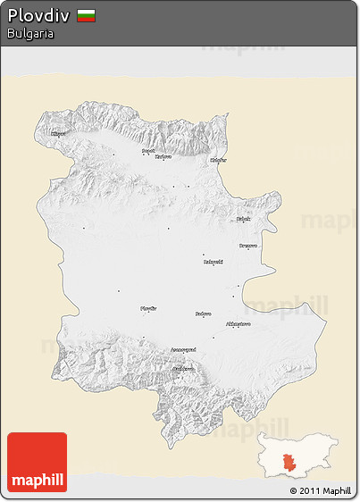 Classic Style 3D Map of Plovdiv, single color outside