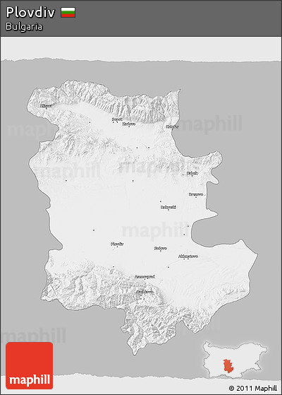 Gray 3D Map of Plovdiv, single color outside