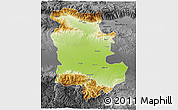 Physical 3D Map of Plovdiv, darken, desaturated