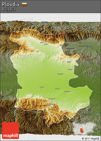 Physical 3D Map of Plovdiv, darken