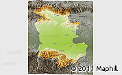 Physical 3D Map of Plovdiv, darken, semi-desaturated