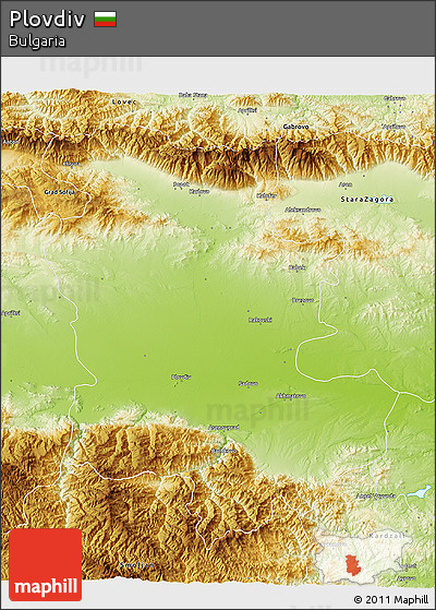 Physical 3D Map of Plovdiv
