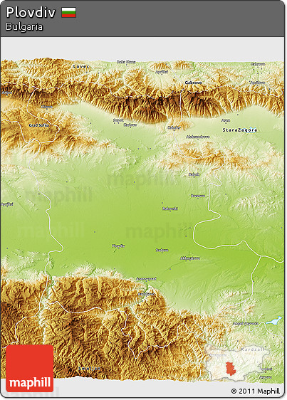 Physical 3D Map of Plovdiv