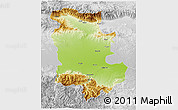 Physical 3D Map of Plovdiv, lighten, desaturated