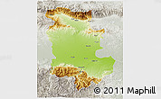 Physical 3D Map of Plovdiv, lighten, semi-desaturated