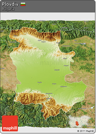 Physical 3D Map of Plovdiv, satellite outside