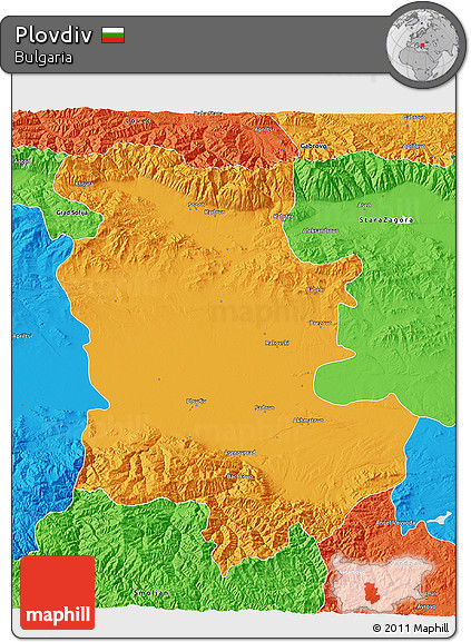 Political 3D Map of Plovdiv