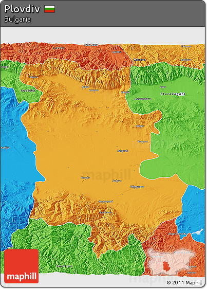 Political 3D Map of Plovdiv