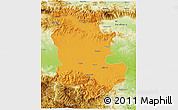 Political 3D Map of Plovdiv, physical outside