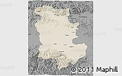Shaded Relief 3D Map of Plovdiv, darken, desaturated