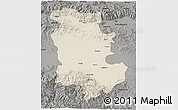 Shaded Relief 3D Map of Plovdiv, darken, semi-desaturated