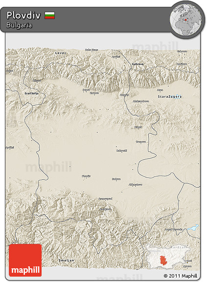 Shaded Relief 3D Map of Plovdiv
