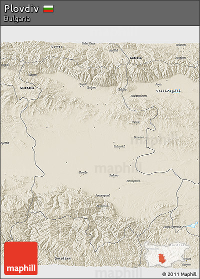 Shaded Relief 3D Map of Plovdiv