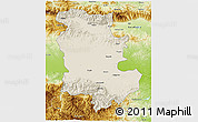 Shaded Relief 3D Map of Plovdiv, physical outside
