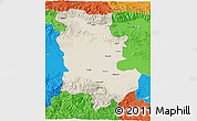Shaded Relief 3D Map of Plovdiv, political outside