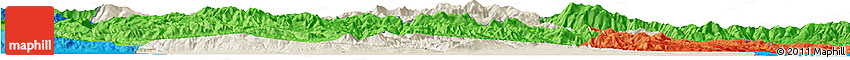 Shaded Relief Horizon Map of Plovdiv, political outside