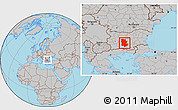 Gray Location Map of Plovdiv, within the entire country