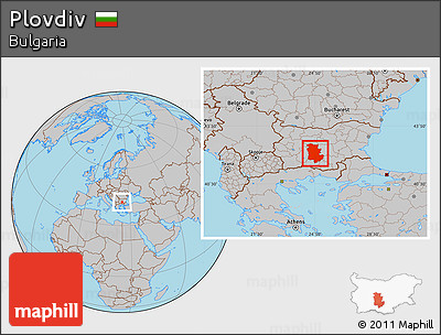 Gray Location Map of Plovdiv