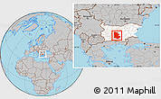 Gray Location Map of Plovdiv, highlighted country