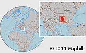Gray Location Map of Plovdiv, hill shading