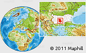Physical Location Map of Plovdiv, highlighted country, within the entire country