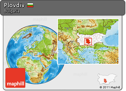 Physical Location Map of Plovdiv, highlighted country