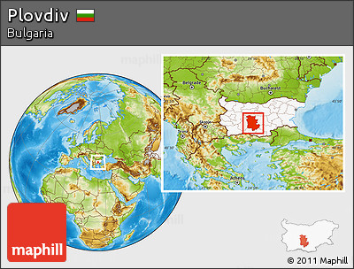 Physical Location Map of Plovdiv, highlighted country