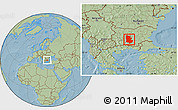 Savanna Style Location Map of Plovdiv, hill shading