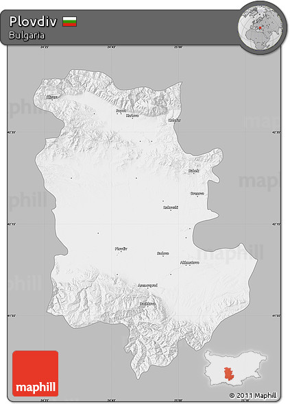 Gray Map of Plovdiv, single color outside