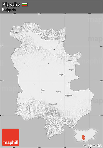 Gray Map of Plovdiv, single color outside